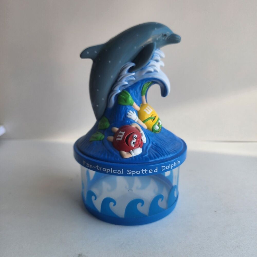 M&M Wild Adventure DOLPHIN Bank Pan TropicalSpotted Dolphin Red and Yellow M&M’s